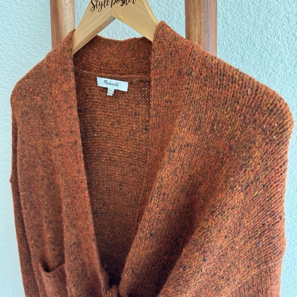 Madewell Loring Wrap Knit Cardigan Sweater Orange Brown - Picture 7 of 12